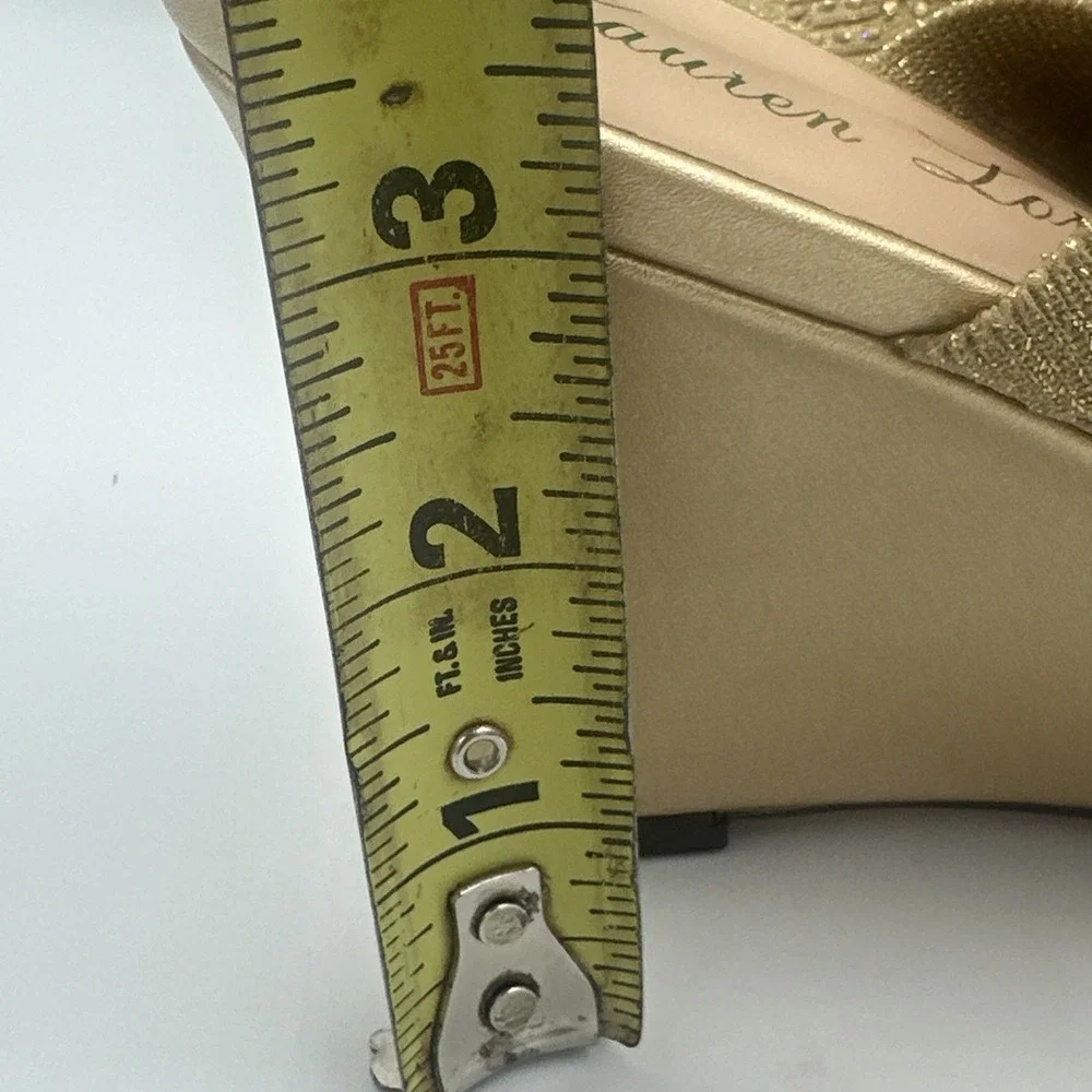 Lauren‎ Lorraine Martha Women's Wedge Sandal Gold Glitter Rhinestones Size 11